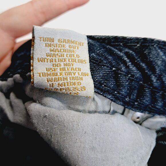 Y2k Vtg Almost Famous Dark Denim Boot Cut Flare Low Rise Jeans XS 1 Embellished - Picture 13 of 13